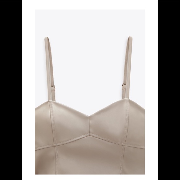 Tan Zara Faux leather crop top Tank top XS - Picture 6 of 13